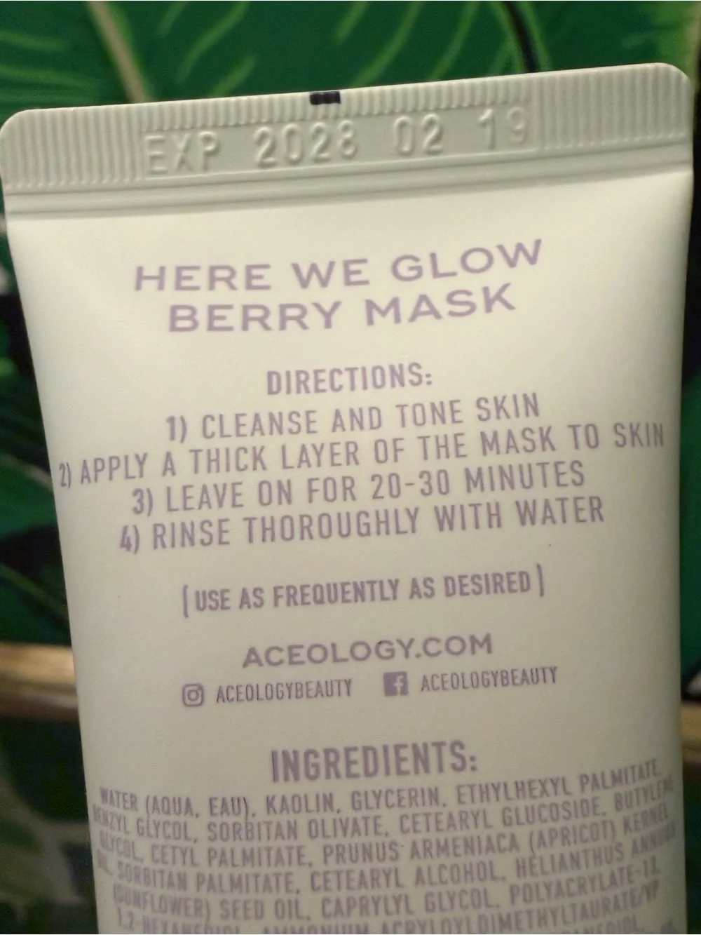 NWT Aceology Here We Glow Berry Mask 65ml 2.19 oz Full Size